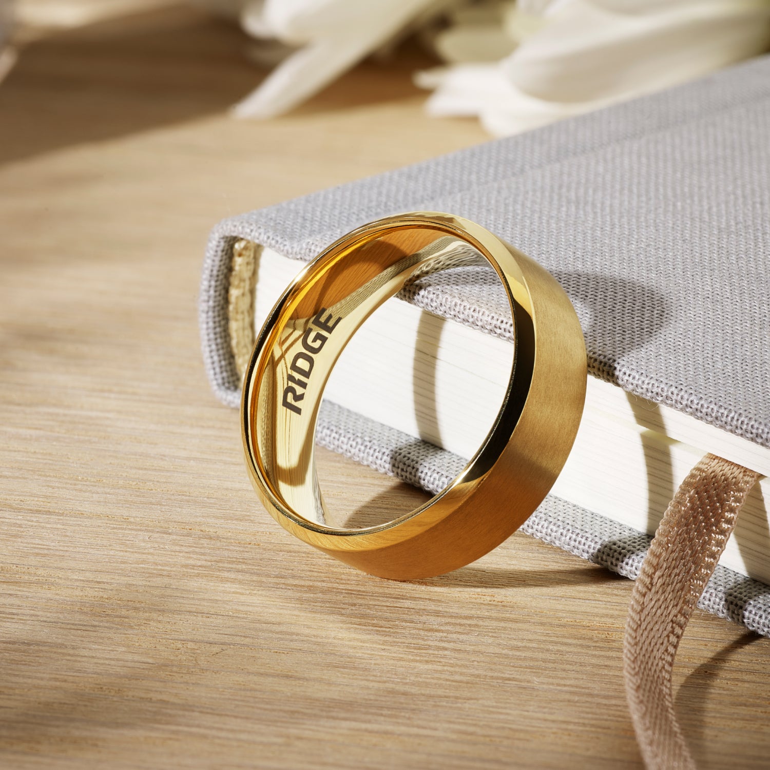 8mm Beveled Ring Set - 24K Gold - Tantalum - Image 6