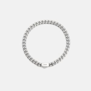 6mm Curb Bracelet - Platinum - Medium