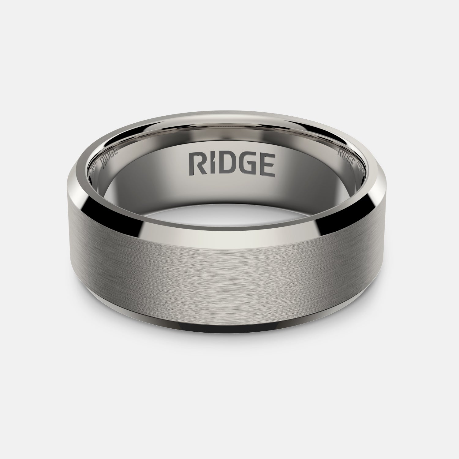 8mm Beveled Ring Set - Platinum - Tantalum - Image 2