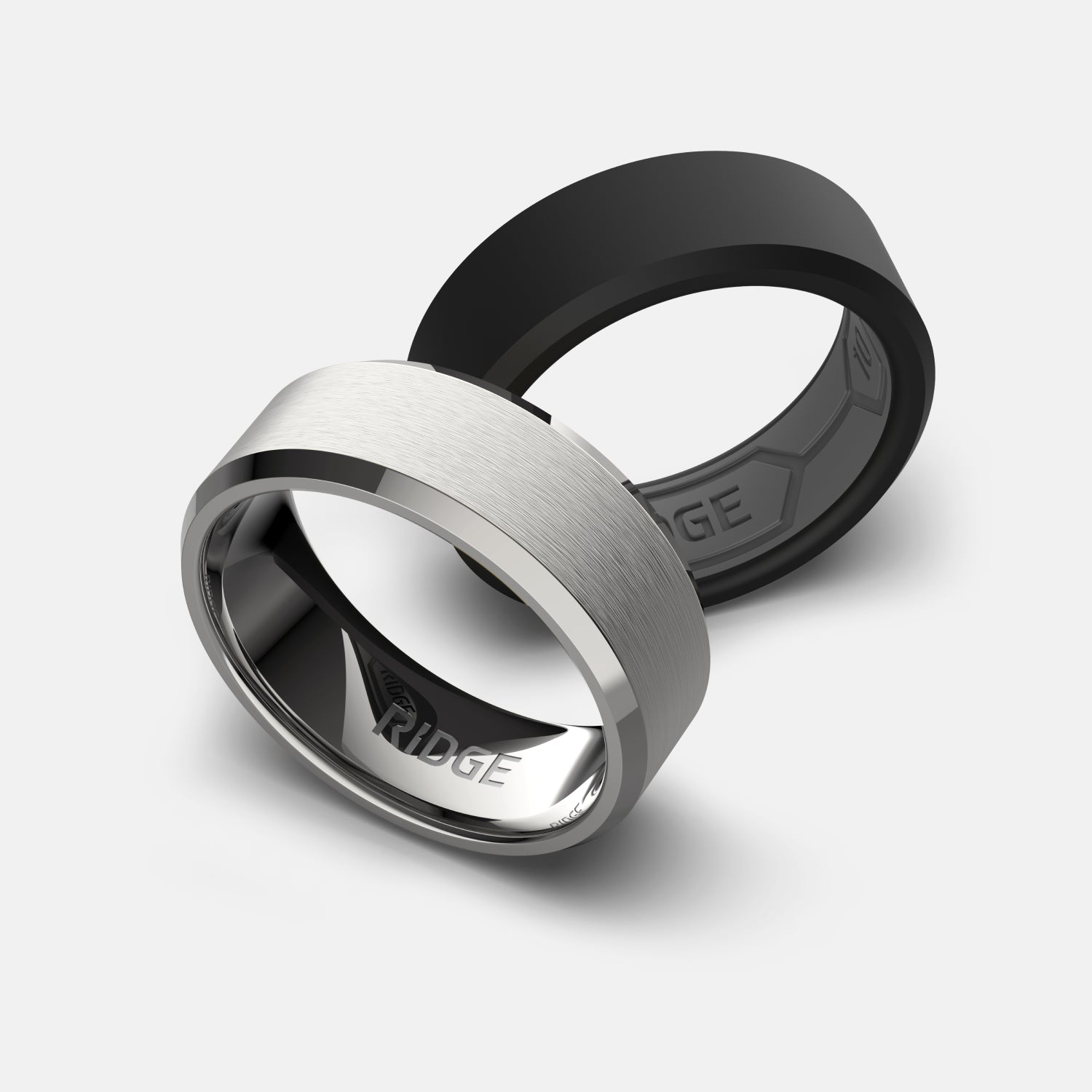 8mm Beveled Ring Set - Platinum - Tantalum - Image 3