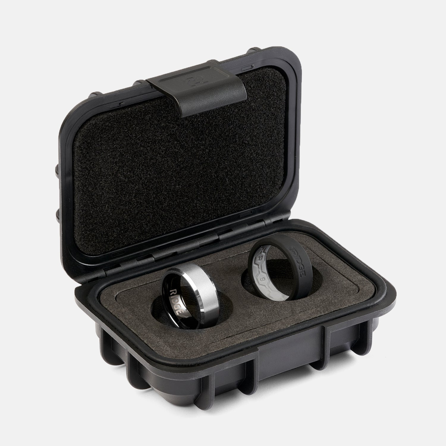 8mm Beveled Ring Set - Platinum - Image 2