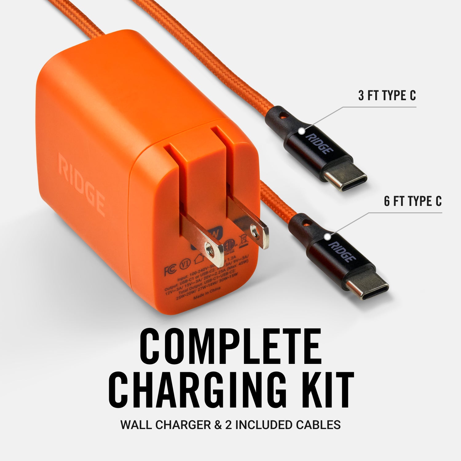 Wall Charger Set - 45W - Basecamp Orange - Image 4