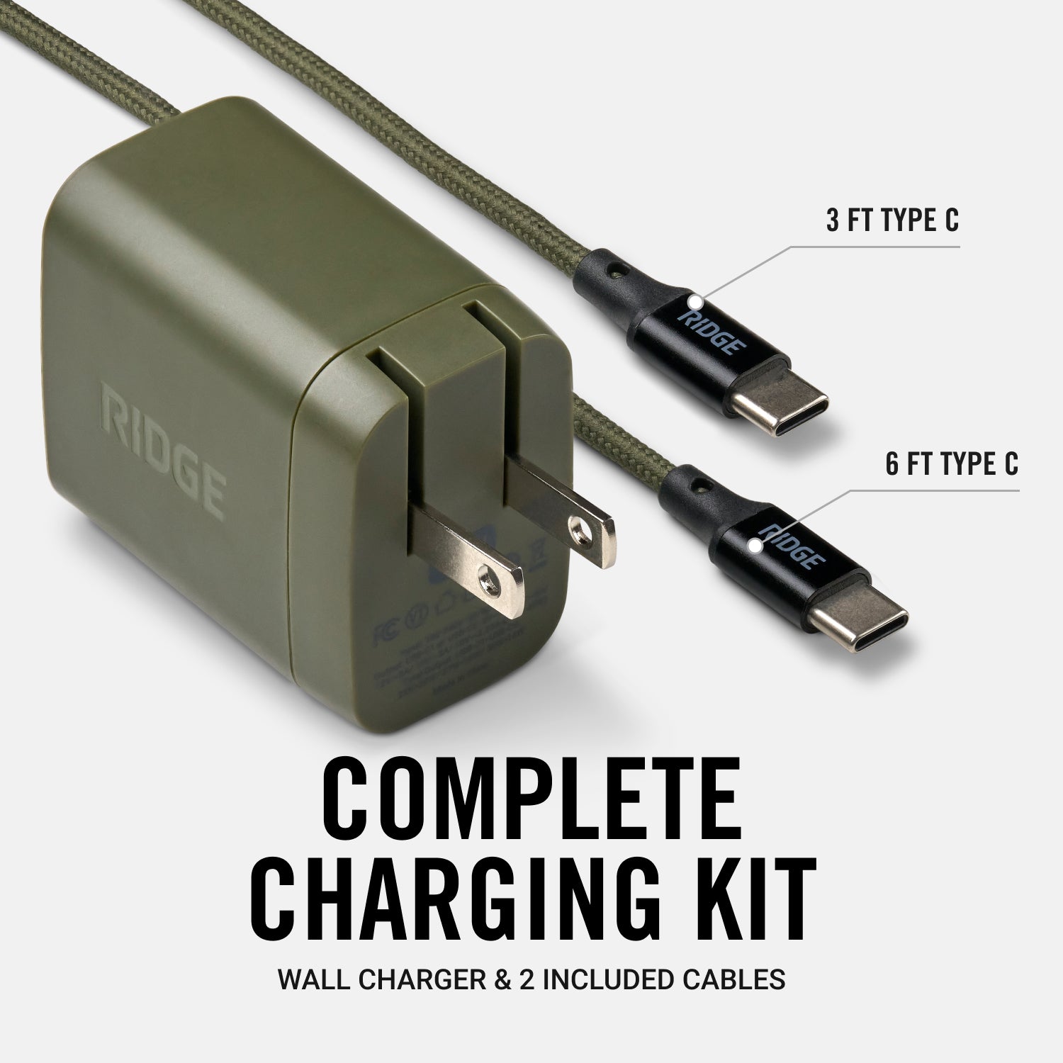 Wall Charger Set - 45W - Matte Olive - Image 4