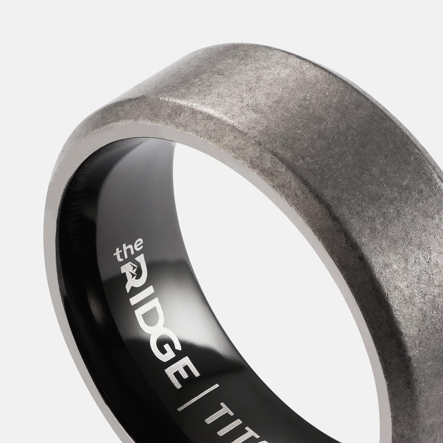 8mm Beveled Ring Set - Stonewashed Titanium - Image 4