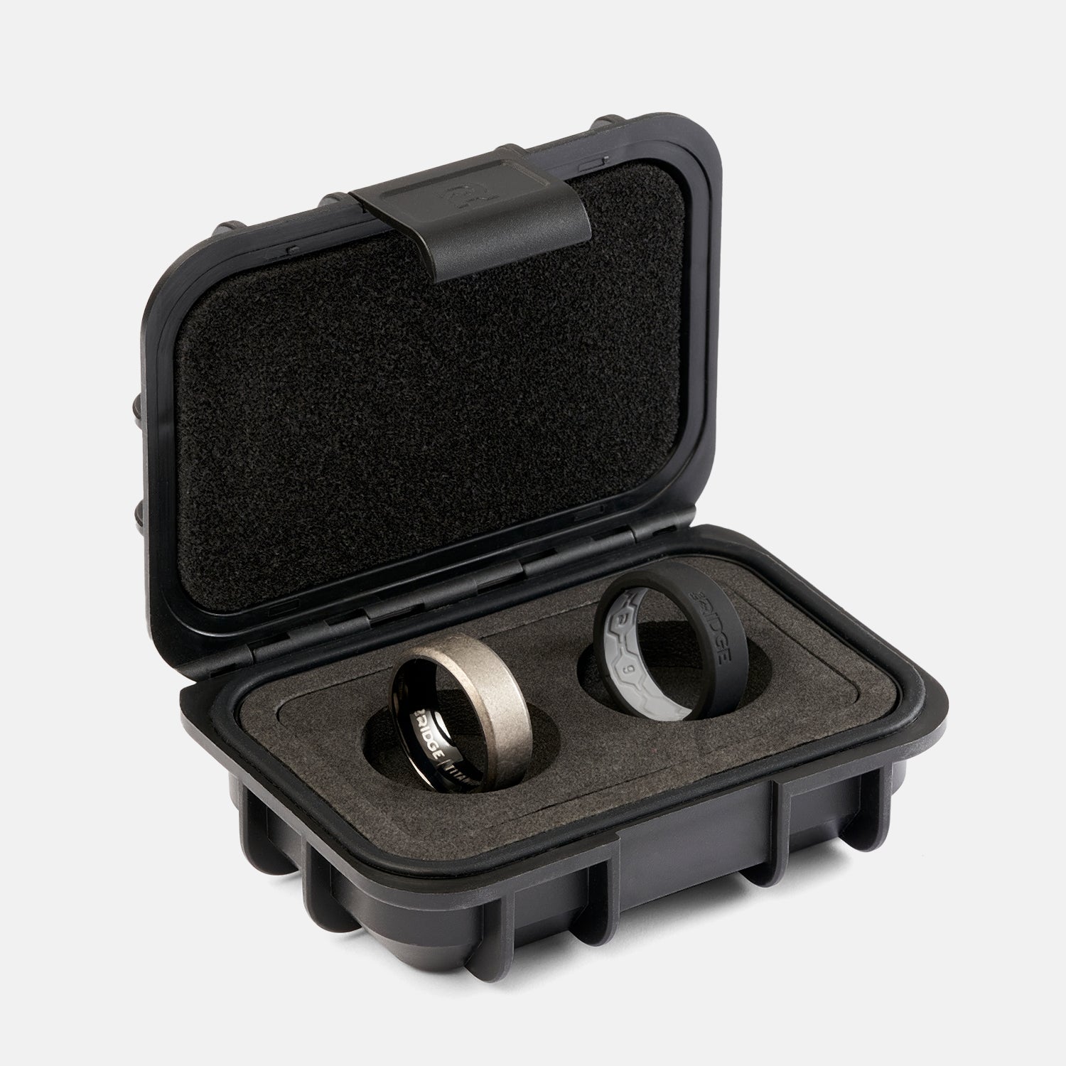 8mm Beveled Ring Set - Stonewashed Titanium - Image 2