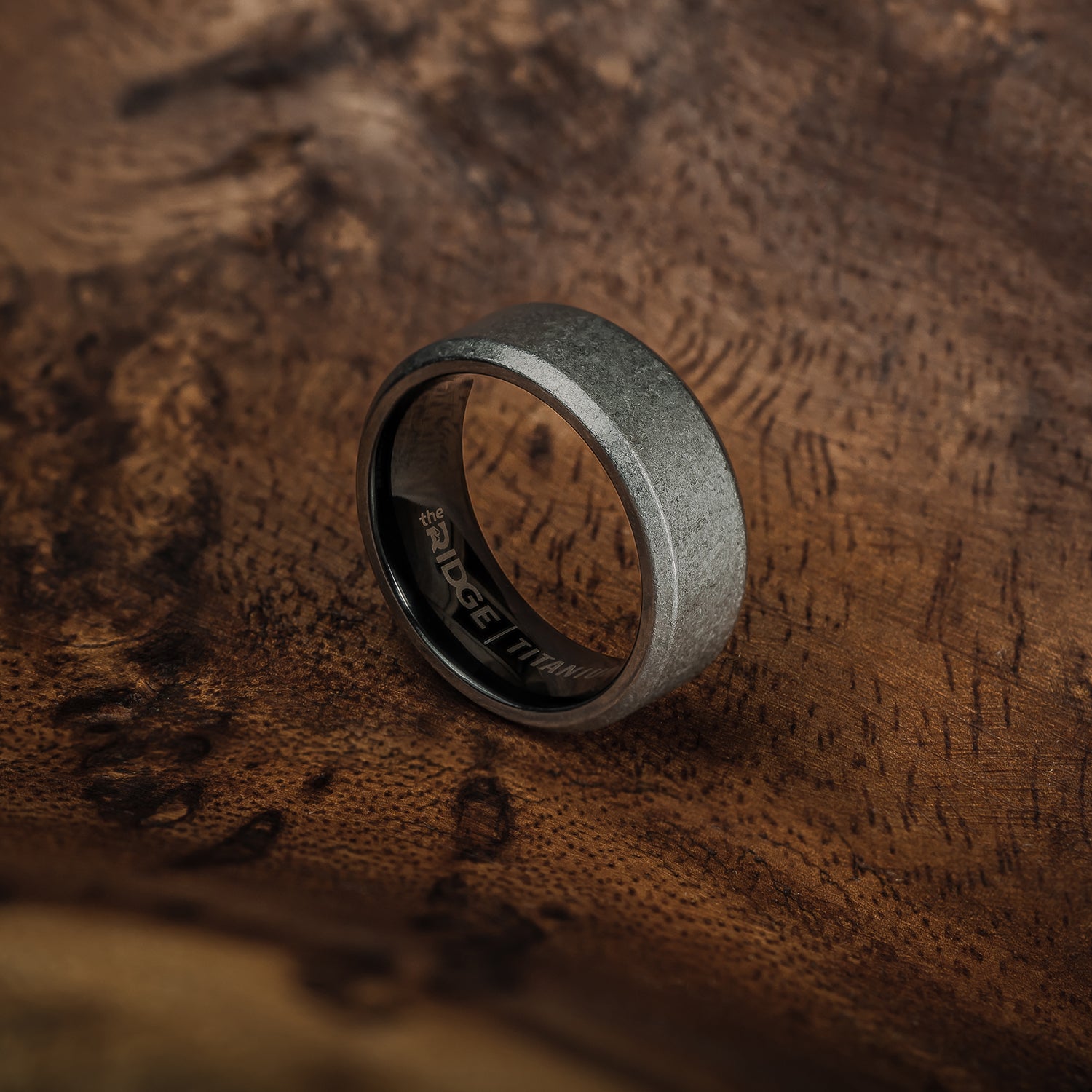 8mm Beveled Ring Set - Stonewashed Titanium - Image 6