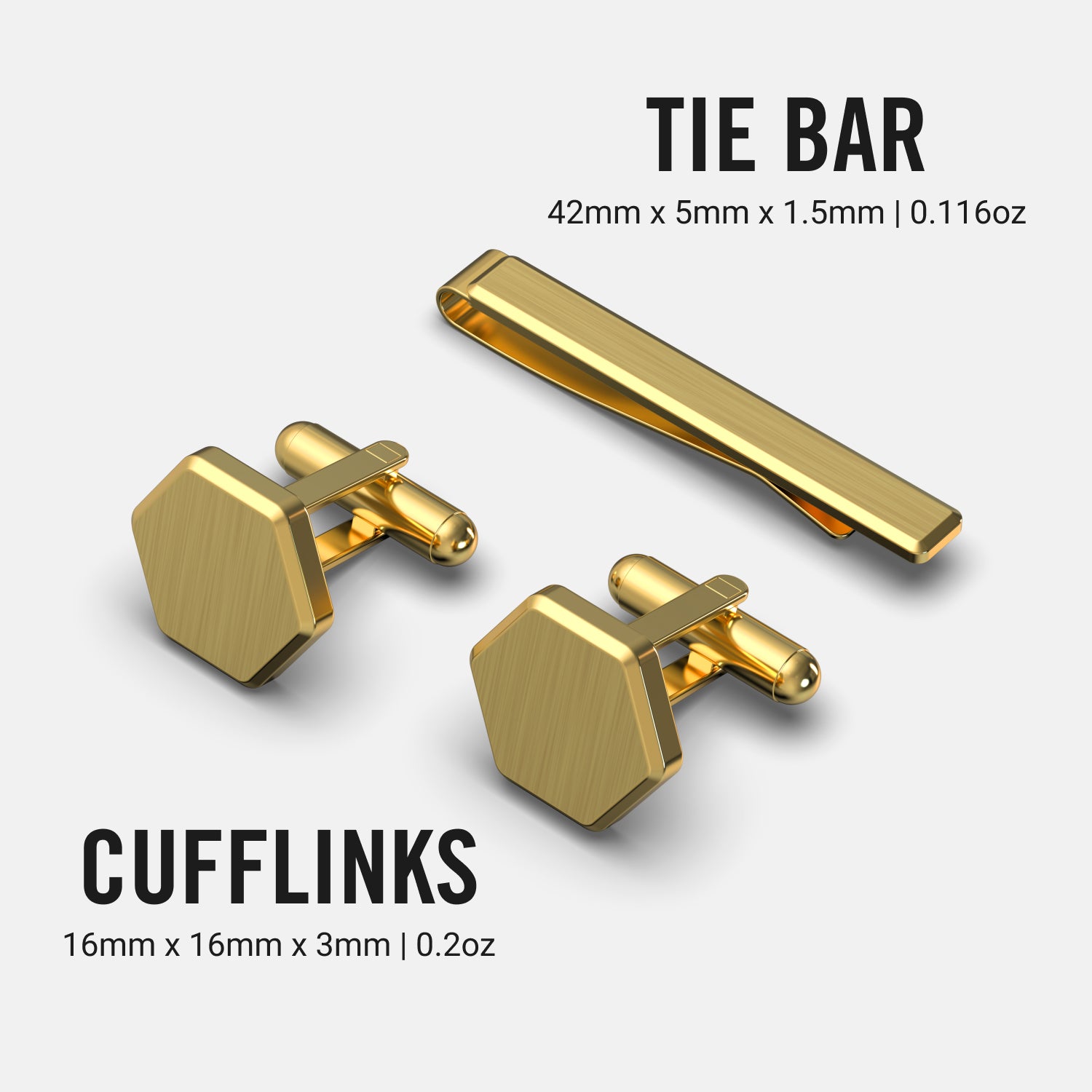 Tie Bar & Cufflinks Kit - 24K Gold - Image 8