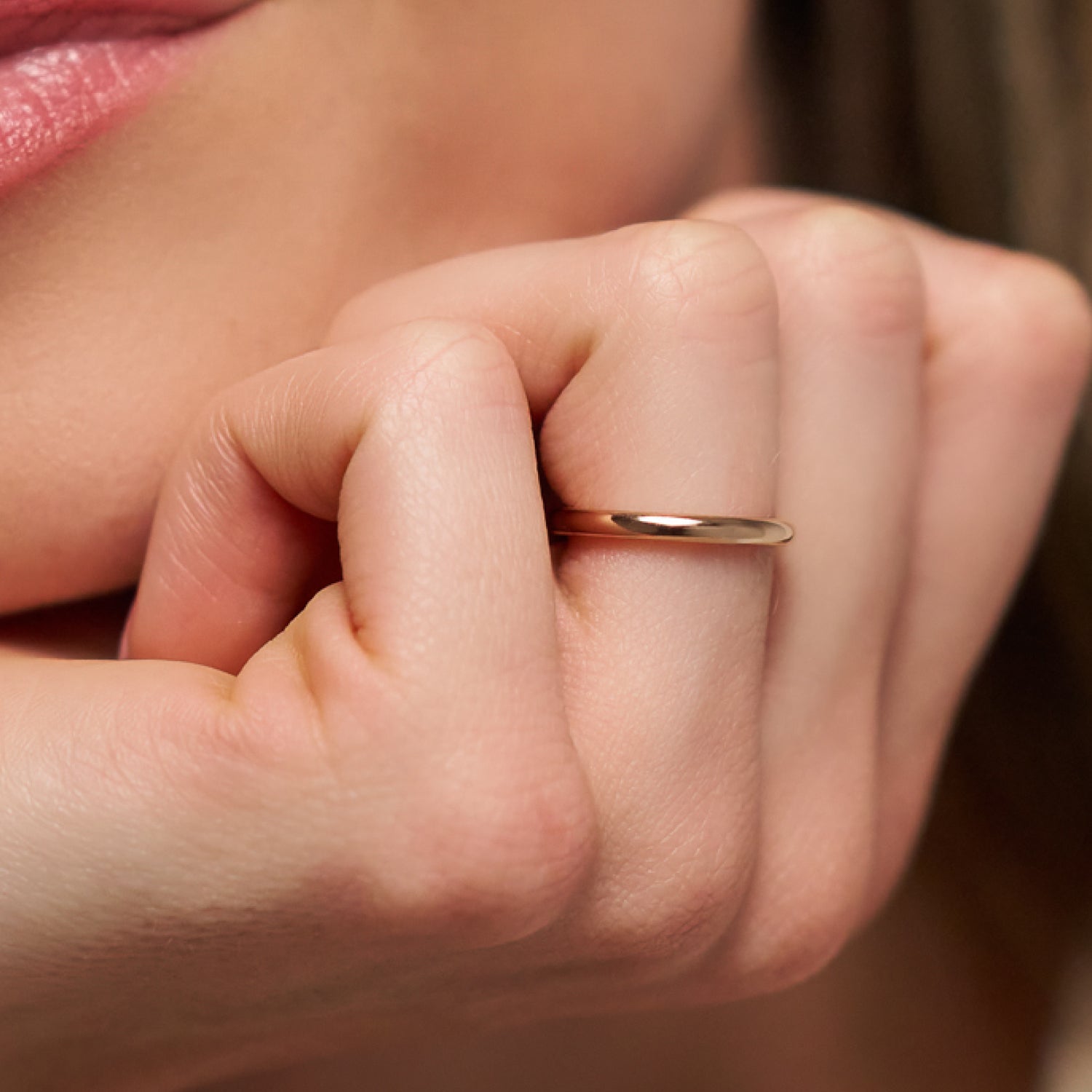 2mm Rounded Ring Set - 14K Yellow Gold - Image 6