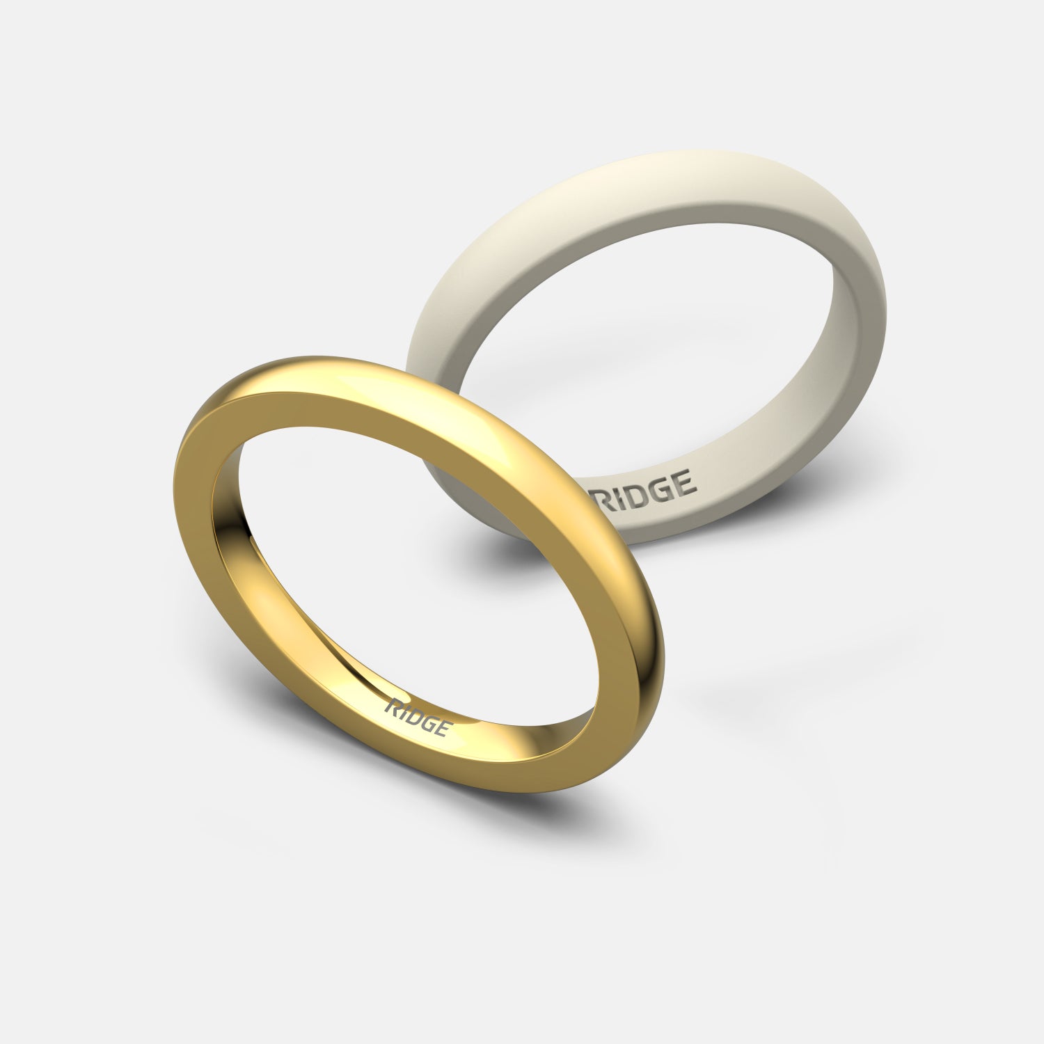 2mm Rounded Ring Set - 14K Yellow Gold - Image 4