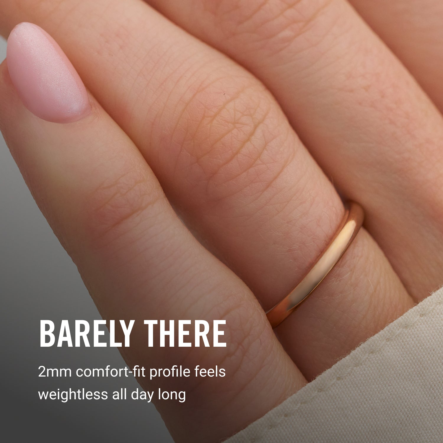 2mm Rounded Ring Set - 14K Rose Gold - Image 9