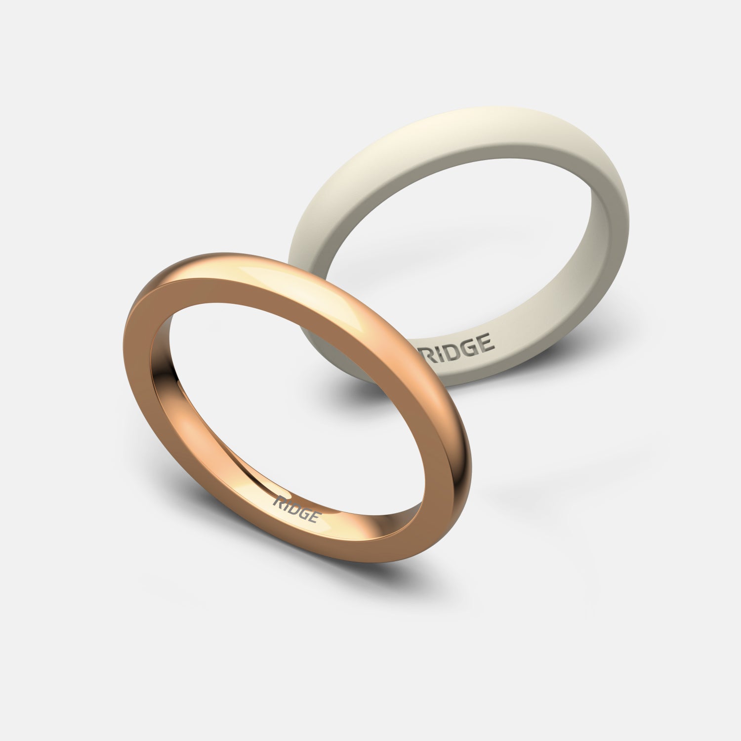 2mm Rounded Ring Set - 14K Rose Gold - Image 4
