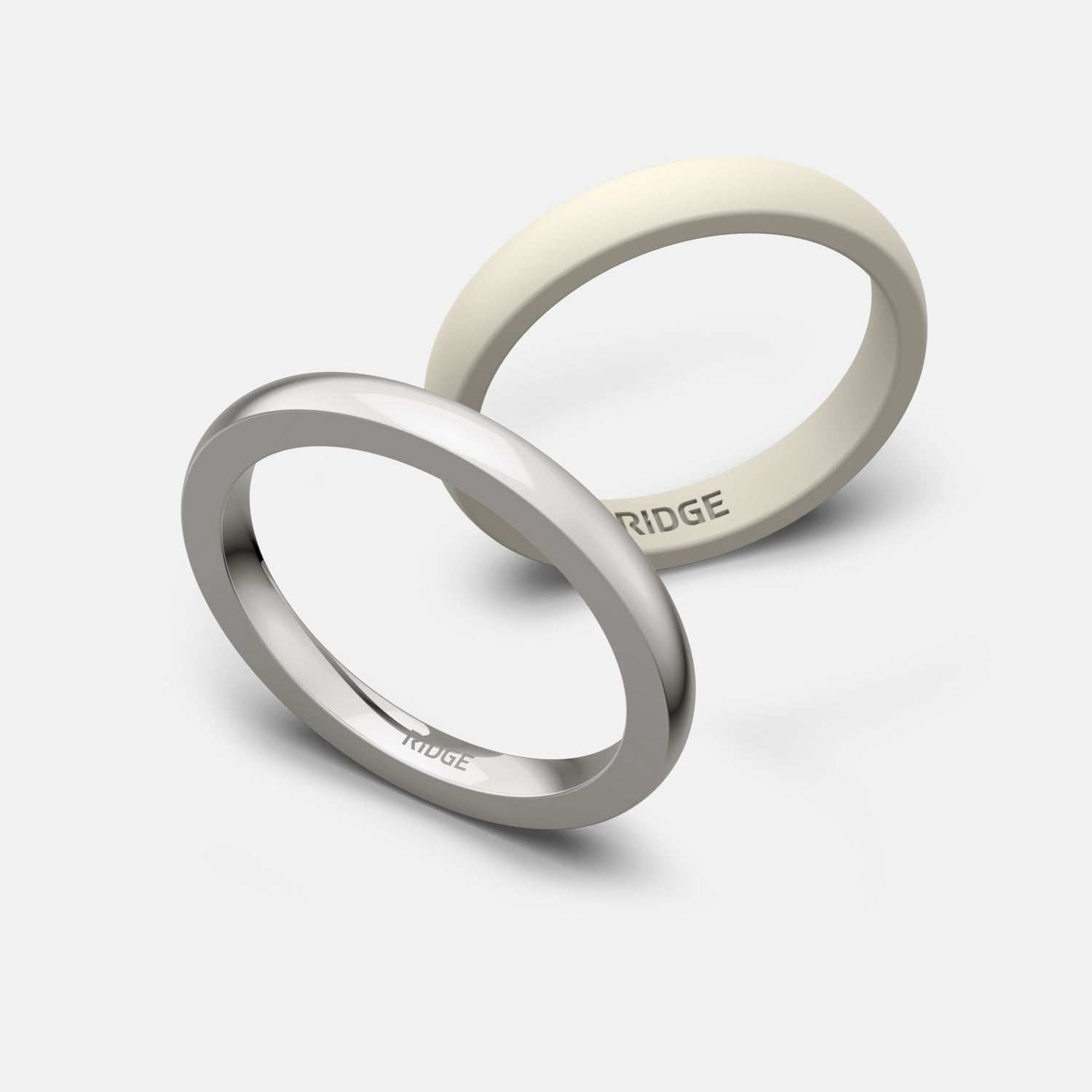 2mm Rounded Ring Set - 14K White Gold - Image 4